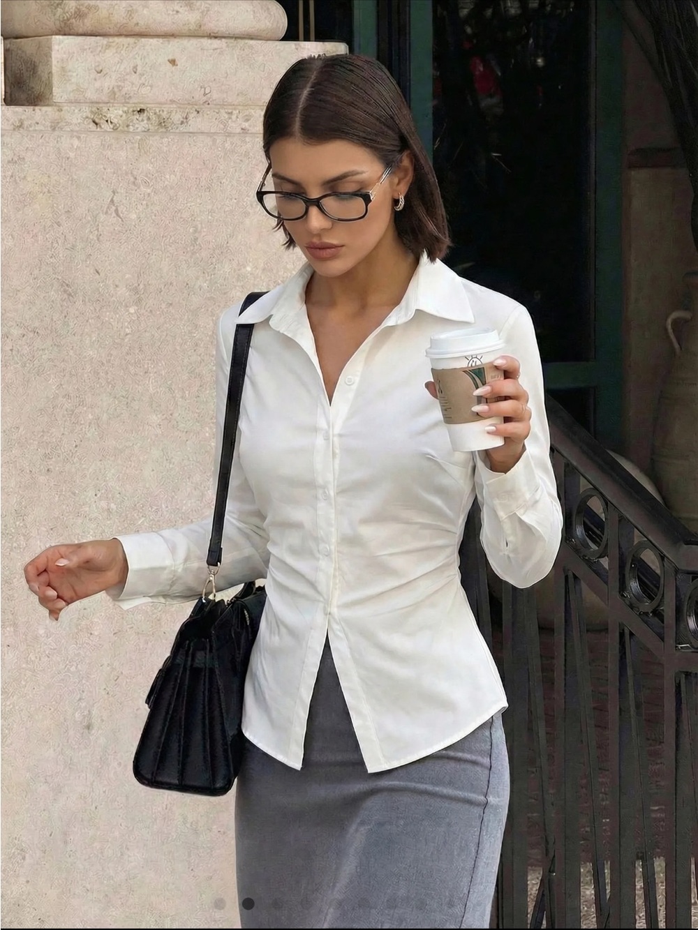 Cider Women's White Tailored Button-Down Shirt